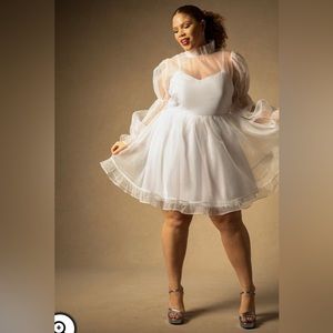 Bridal by ELOQUII Organza Ruffle Mini Dress